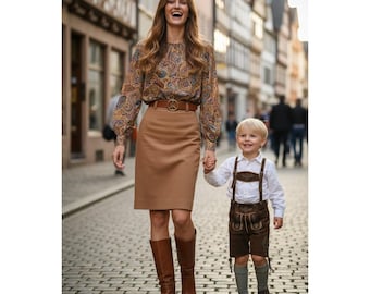 Vintage Mondi West Germany Camel Tan Pencil Skirt High Waist Size 38 Old Money