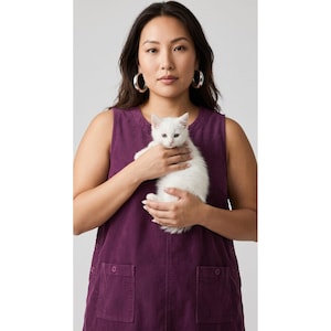 VTG AKS Amy K Sue Plum Corduroy Dress Tencel Maxi Lagenlook Art Teacher 1X image 1