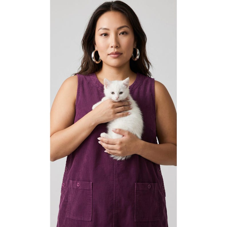 VTG AKS Amy K Sue Plum Corduroy Dress Tencel Maxi Lagenlook Art Teacher 1X image 1