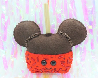 Mickey Ear Candy Apple Plush Ornament - Red Sprinkles