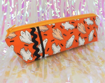 Triangle Pencil Makeup case - Orange Ghosts