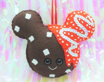 Mickey Ear Chocolate Chocolate Chip Cookie Plush Ornament - Red & White