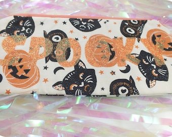 Pencil Makeup case - Cats Owls & Jack O Lanterns "Spooky"