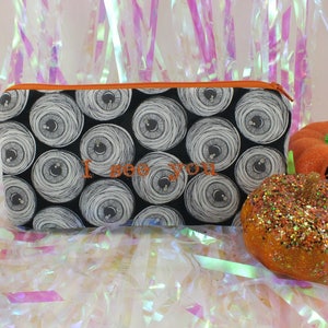 I See You Eyeballs Pencil case makeup bag  black grey glitter