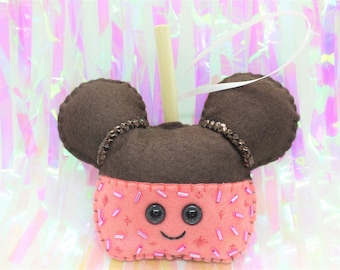 Mickey Ear Candy Apple Plush Ornament - Rose Sprinkles