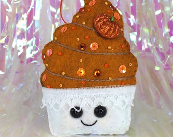 Soft serve icecream Plush Ornament - Pumpkin Spice