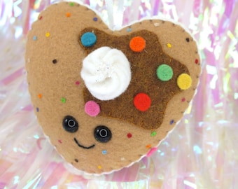 Heart Pancake Plush Ornament - Funfetti with Sprinkles Rainbow