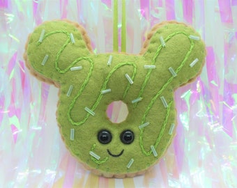 Mickey Ear Doughnut Plush Ornament - Matcha Sprinkles