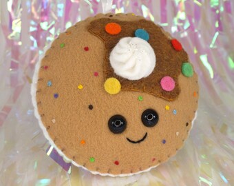 Pancake Plush Ornament - Funfetti with Sprinkles Rainbow