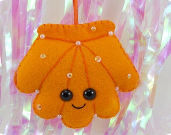 Orange Sea Shell Plush Ornament