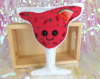 Margarita cocktail plush ornament - Watermelon