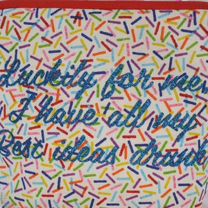 Harley Quinn Makeup Bag – Glitter Text, Rainbow Confetti