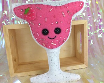 Margarita cocktail plush ornament - Strawberry