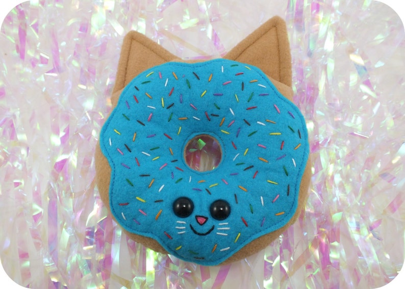 Cat Doughnut Plush Teal | Etsy