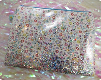 Glitter Vinyl Clutch Bag - Teeny Tiny Rainbow Desserts