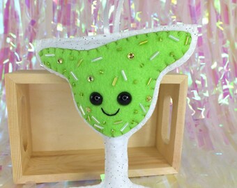 Margarita cocktail plush ornament - Lime