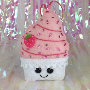 Soft serve icecream Plush Ornament - Strawberry