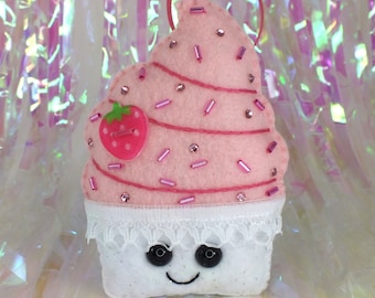 Soft serve icecream Plush Ornament - Strawberry
