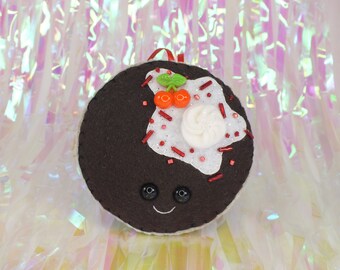 Pancake Plush Ornament - Dark Chocolate Cherry