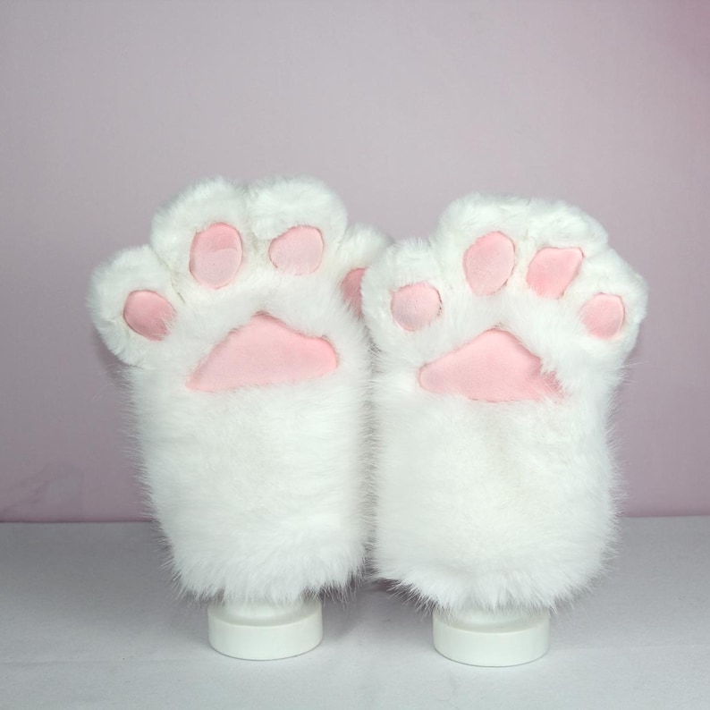 White Feetpaws and Handpaws: Furry Paws Gloves and Shoes, Gifts for