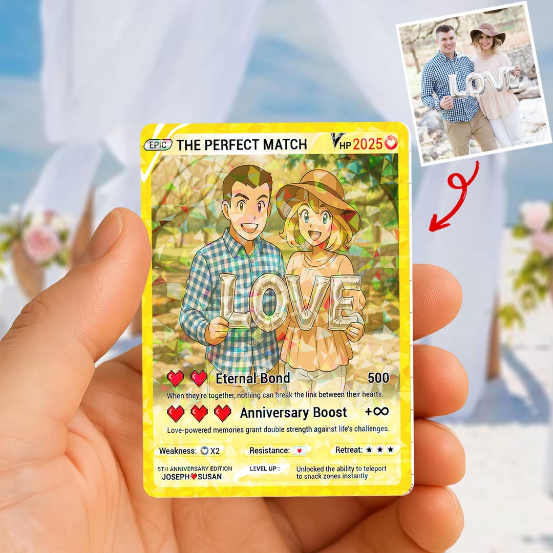 Custom Anime Couple Card, Personalized Hologram Anniversary Gift - Etsy