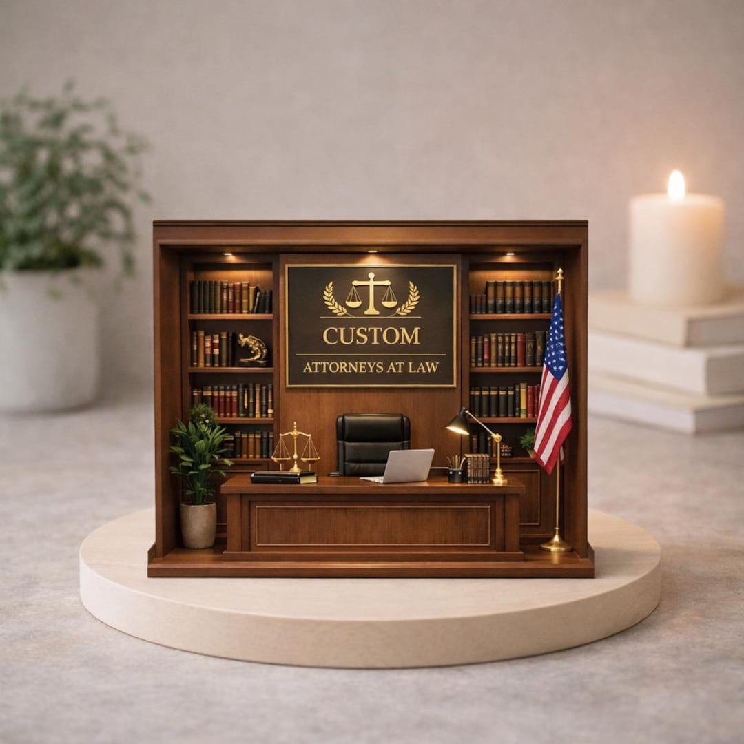 Custom Lawyer Office Wooden Desk Decor, Miniature Attorney Law Firm ...
