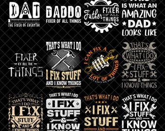 Fixer of All Things Dad Png Bundle, Father's Day Png, Dad PNG, American Dad Png,Handyman Tools Png, Dad Shirt Design, Father's Day Gift