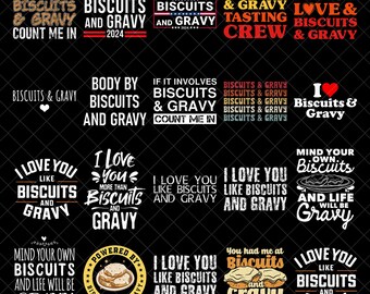 Biscuits and Gravy PNG Bundle, Funny Breakfast Food Quote PNG, Southern Comfort Food Digital Download, Kitchen Shirt Design