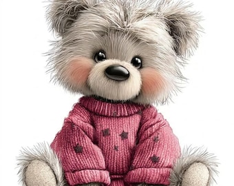 Paquete de imágenes PNG de ositos de peluche con forma de corazón, conjunto de imágenes prediseñadas de ositos de peluche adorables para San Valentín, imágenes PNG de ositos de peluche enamorados, imágenes prediseñadas de animales románticos, diseño para sublimación de San Valentín