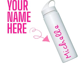 Personalized White Stainless Steel Water Bottle | Custom Name Tumbler