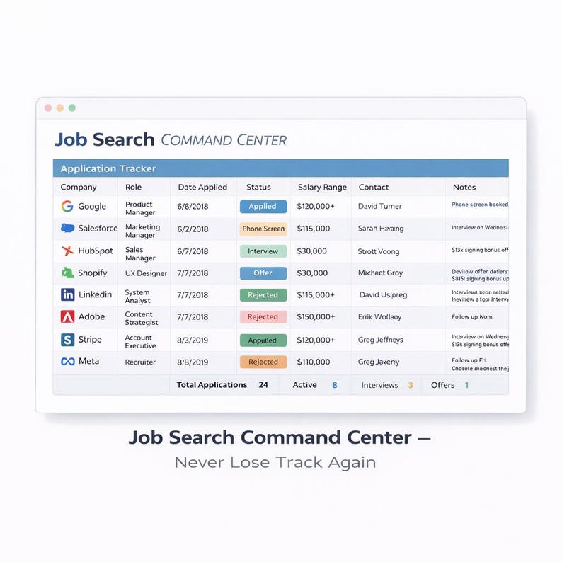 Job Command Job Application Tracker Spreadsheet | Job Search Organizer (google ...