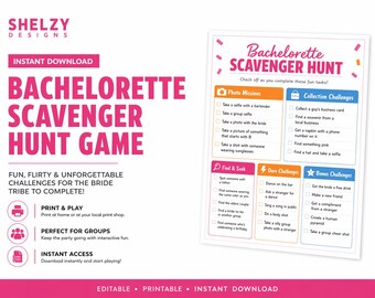 Bachelorette Party Schnitzeljagd - Printable Game & Photo Challenge (Instant Download)