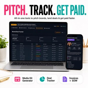 UGC Rate Calculator & Media Kit Generator | Creator Sponsorship Pricing Brand Deal Tracker Influencer Rate Card Pitch Contract Invoice image 3