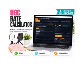 UGC Rate Calculator and Media Kit Generator, HTML Download for Content Creators, Sponsorship Pricing and Brand Deal Tracker