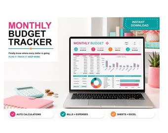 Monthly Budget Tracker Google Sheets | Editable Budget Spreadsheet + Printable PDF | Simple Personal Finance Planner