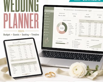 Wedding Planning Spreadsheet | Google Sheets & Excel Budget, Guest List, Seating Chart, Timeline | All 6 Colors | Instant Download