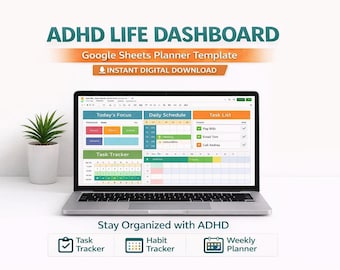 Plantilla de Planificador de Hojas de Cálculo de Google/Panel de Control de Vida para TDAH (Descarga digital)