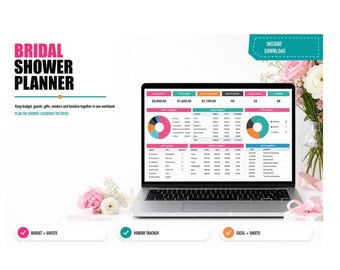 Bridal Shower Planner Spreadsheet | Google Sheets Budget & Guest List | Wedding Party Template | Instant Download