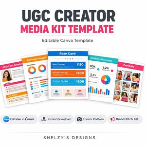 UGC Creator Media Kit Template | Canva Editable Influencer Pitch Deck (Digital Download)