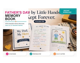 Father's Day Memory Book for Kids | Fill-In Activity Keepsake | Dad Gift