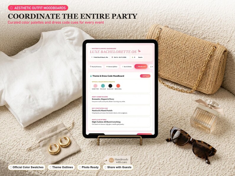 Luxe Bachelorette OS | Interactive Itinerary, Budget Splitter, MOH Guide (Digital Download) image 6
