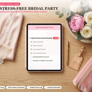 Luxe Bachelorette OS | Interactive Itinerary, Budget Splitter, MOH Guide (Digital Download) image 7
