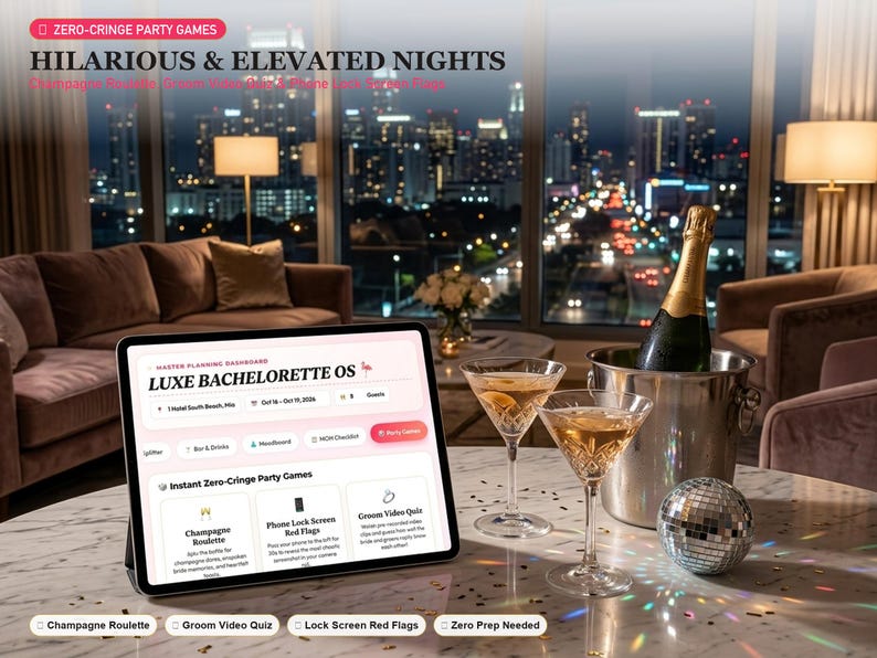 Luxe Bachelorette OS | Interactive Itinerary, Budget Splitter, MOH Guide (Digital Download) image 8