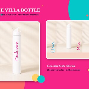Personalized Villa Water Bottle | Custom Name Bachelorette Bridesmaid Gift 画像 19
