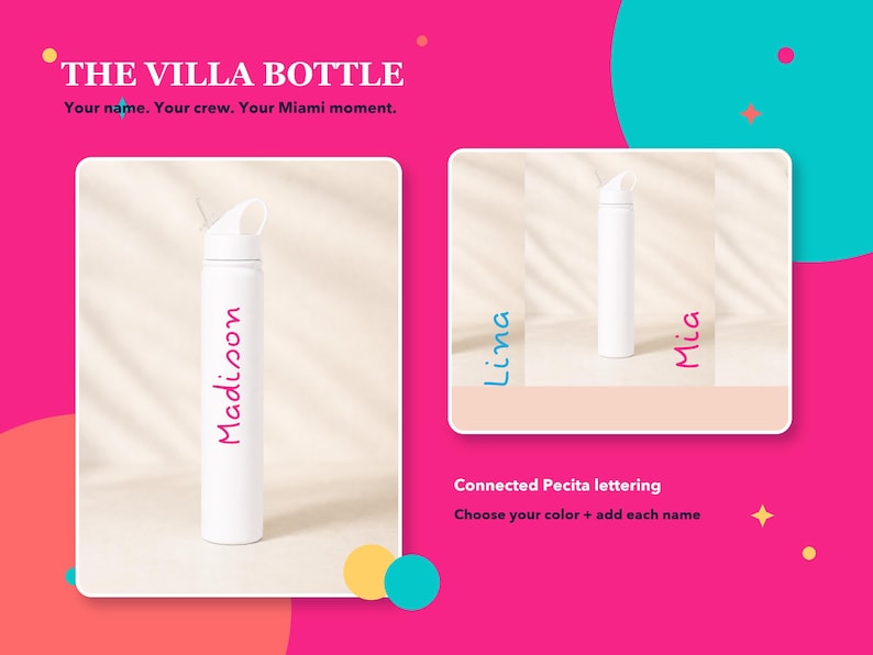 Personalized Villa Water Bottle | Custom Name Bachelorette Bridesmaid Gift 画像 19