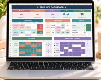 ADHD Planner Spreadsheet, Daily and Weekly Life Dashboard for Excel