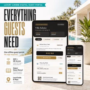 Luxury Airbnb Digital Guest Portal, STR House Manual QR Code Welcome Book, Vacation Rental Guidebook, Superhost Guest OS Upsell Hub Template image 2