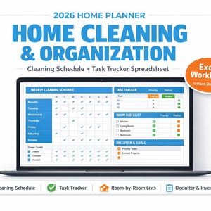 Cleaning Schedule Spreadsheet | Home Chore Chart Google Sheets | Cleaning Checklist Template 2026 | Household Planner