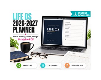 Life OS 2026–2027 | Annual Planning System | Digital PDF Planner | Printable Journal Bundle | Productivity Planner for Founders