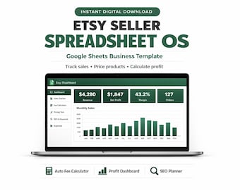 Hoja de cálculo de Google Sheets para vendedores de Etsy: calculadora de ganancias y panel de seguimiento de ventas